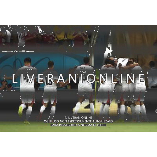 (140629) -- RECIFE, June 29, 2014 () -- Costa Rica\'s players celebrate the goal during a Round of 16 match between Costa Rica and Greece of 2014 FIFA World Cup at the Arena Pernambuco Stadium in Recife, Brazil, on June 29, 2014.(/Guo Yong)(rh) AG ALDO LIVERANI SAS ONLY ITALY