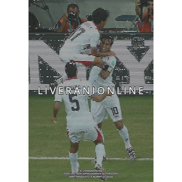 (140629) -- RECIFE, June 29, 2014 () -- Costa Rica\'s Bryan Ruiz (R) celebrates the goal during a Round of 16 match between Costa Rica and Greece of 2014 FIFA World Cup at the Arena Pernambuco Stadium in Recife, Brazil, on June 29, 2014.(/Cao Can)(rh) AG ALDO LIVERANI SAS ONLY ITALY