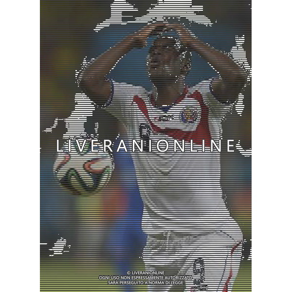 (140629) -- RECIFE, June 29, 2014 () -- Costa Rica\'s Joel Campbell reacts during a Round of 16 match between Costa Rica and Greece of 2014 FIFA World Cup at the Arena Pernambuco Stadium in Recife, Brazil, on June 29, 2014.(/Yang Lei)(xzj) AG ALDO LIVERANI SAS ONLY ITALY