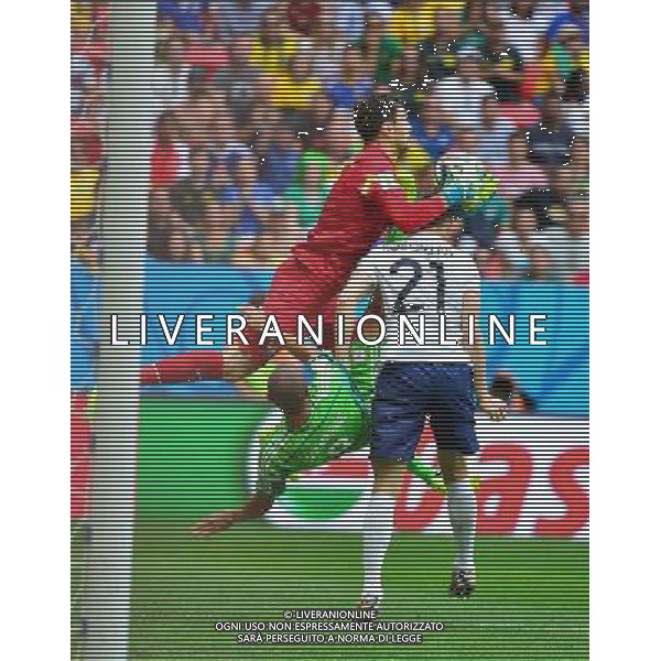 Hugo LLORIS / Peter ODEMWINGIE / Laurent KOSCIELNY - 30.06.2014 - France / Nigeria - 1/8Finale - Coupe du Monde 2014 -Brasilia Photo : Dave Winter / Icon Sport *** Local Caption *** AG ALDO LIVERANI SAS ONLY ITALY *** Local Caption *** AG ALDO LIVERANI SAS ONLY ITALY