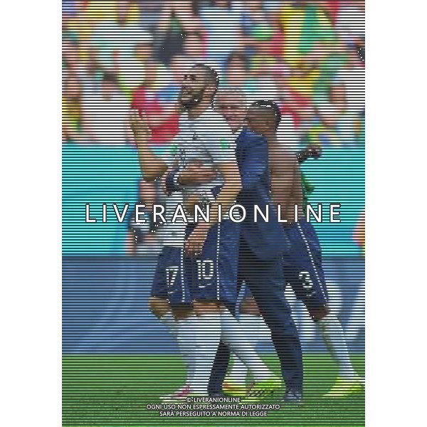 Joie Karim BENZEMA / Didier DESCHAMPS - 30.06.2014 - France / Nigeria - 1/8Finale - Coupe du Monde 2014 -Brasilia Photo : Dave Winter / Icon Sport *** Local Caption *** AG ALDO LIVERANI SAS ONLY ITALY *** Local Caption *** AG ALDO LIVERANI SAS ONLY ITALY