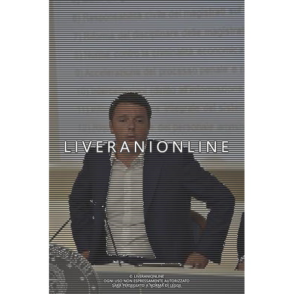 Conferenza Stampa dopo il Consiglio dei Ministri sui dodici punti della riforma della giustizia a Palazzo Chigi Roma 30 giugno 2014 nella foto Matteo Renzi ©Corradetti/Agenzia Aldo Liverani sas