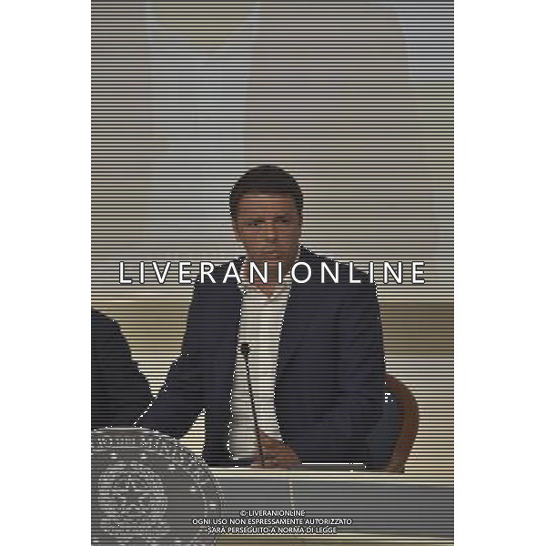 Conferenza Stampa dopo il Consiglio dei Ministri sui dodici punti della riforma della giustizia a Palazzo Chigi Roma 30 giugno 2014 nella foto Matteo Renzi ©Corradetti/Agenzia Aldo Liverani sas