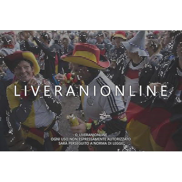 (140630) --PORTO ALEGRE, June 30, 2014 () -- Supporters of Germany gather and wait to watch a Round of 16 match between Germany and Algeria of 2014 FIFA World Cup, in downtown Porto Alegre, Brazil, on June 30, 2014. (/Guillermo Arias)(pcy) ©photoshot/Agenzia Aldo Liverani sas - ITALY ONLY - EDITORIAL USE ONLY - Germania Vs Algeria Coppa del Mondo FIFA World Cup presso l\'Estadio Stadio Beira-Rio di Porto Alegre, in Brasile, il 30 giugno 2014