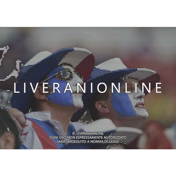 (140630) -- BRASILIA, June 30, 2014 () -- France\'s fans pose before a Round of 16 match between France and Nigeria of 2014 FIFA World Cup at the Estadio Nacional Stadium in Brasilia, Brazil, on June 30, 2014. (/Qi Heng)(rh) ©photoshot/Agenzia Aldo Liverani sas - ITALY ONLY - EDITORIAL USE ONLY - Francia v Nigeria Coppa del Mondo FIFA 2014 Nacional stadio Estadio in Brasilia, Brasile, 30 giugno 2014