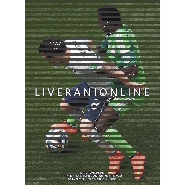 (140630) -- BRASILIA, June 30, 2014 () -- France\'s Mathieu Valbuena vies with Nigeria\'s Juwon Oshaniwa during a Round of 16 match between France and Nigeria of 2014 FIFA World Cup at the Estadio Nacional Stadium in Brasilia, Brazil, on June 30, 2014. (/Liu Dawei)(rh) ©photoshot/Agenzia Aldo Liverani sas - ITALY ONLY - EDITORIAL USE ONLY - Francia v Nigeria Coppa del Mondo FIFA 2014 Nacional stadio Estadio in Brasilia, Brasile, 30 giugno 2014