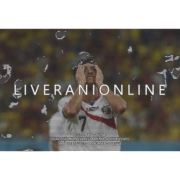 (140629) -- RECIFE, June 29, 2014 () -- Costa Rica\'s Christian Bolanos reacts during a Round of 16 match between Costa Rica and Greece of 2014 FIFA World Cup at the Arena Pernambuco Stadium in Recife, Brazil, on June 29, 2014.(/Lui Siu Wai)(pcy) ©photoshot/Agenzia Aldo Liverani sas - ITALY ONLY - EDITORIAL USE ONLY - Costa Rica Vs Grecia Coppa del mondo FIFA 2014 allo stadio Arena Pernambuco di Recife, in Brasile, il 29 giugno 2014