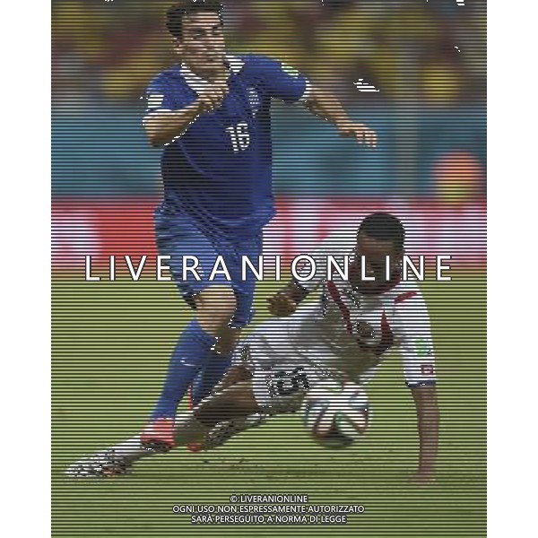 (140629) -- RECIFE, June 29, 2014 () -- Costa Rica\'s Junior Diaz (R) vies with Greece\'s Lazaros Christodoulopoulos during a Round of 16 match between Costa Rica and Greece of 2014 FIFA World Cup at the Arena Pernambuco Stadium in Recife, Brazil, on June 29, 2014.(/Yang Lei)(xzj) ©photoshot/Agenzia Aldo Liverani sas - ITALY ONLY - EDITORIAL USE ONLY - Costa Rica Vs Grecia Coppa del mondo FIFA 2014 allo stadio Arena Pernambuco di Recife, in Brasile, il 29 giugno 2014