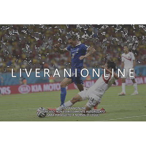 (140629) -- RECIFE, June 29, 2014 (Xinhua) -- Costa Rica\'s Randall Brenes (R) vies with Greece\'s Jose Cholevas during a Round of 16 match between Costa Rica and Greece of 2014 FIFA World Cup at the Arena Pernambuco Stadium in Recife, Brazil, on June 29, 2014.(Xinhua/Lui Siu Wai)(pcy) ©photoshot/Agenzia Aldo Liverani sas - ITALY ONLY - EDITORIAL USE ONLY - Costa Rica Vs Grecia Coppa del mondo FIFA 2014 allo stadio Arena Pernambuco di Recife, in Brasile, il 29 giugno 2014