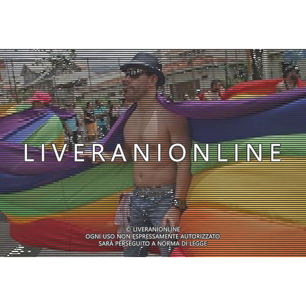 COSTA RICA-SAN JOSE-SOCIEDAD MARCHA (140629) -- SAN JOSE, junio 29, 2014 (Xinhua) -- Residentes participan en una marcha por la diversidad sexual de la comunidad Lésbico, Gay, Bisexual y Transexual (LGBT), en San José, capital de Costa Rica, el 29 de junio de 2014. De acuerdo con información de la prensa local, la marcha se llevó a cabo en demanda de un díalogo con el nuevo gobierno del país sobre la atención e inclusión de la comunidad LGBT, además del respeto a sus derechos. (Xinhua/Kent Gilbert) ©photoshot/Agenzia Aldo Liverani sas - ITALY ONLY - EDITORIAL USE ONLY - Costa Rica Vs Grecia Coppa del mondo FIFA 2014 allo stadio Arena Pernambuco di Recife, in Brasile, il 29 giugno 2014