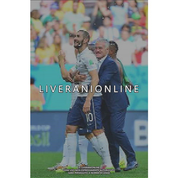 Joie France - Karim BENZEMA / Didier DESCHAMPS - 30.06.2014 - France / Nigeria - 1/8Finale - Coupe du Monde 2014 -Brasilia Photo : Dave Winter / Icon Sport *** Local Caption *** /Agenzia Aldo Liverani sas - ONLY ITALY - Francia v Nigeria Coppa del Mondo FIFA 2014 Nacional stadio Estadio in Brasilia, Brasile, 30 giugno 2014 *** Local Caption *** /Agenzia Aldo Liverani sas - ONLY ITALY - Francia v Nigeria Coppa del Mondo FIFA 2014 Nacional stadio Estadio in Brasilia, Brasile, 30 giugno 2014