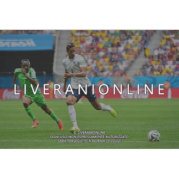 Raphael VARANE / Ahmed MUSA - 30.06.2014 - France / Nigeria - 1/8Finale - Coupe du Monde 2014 -Brasilia Photo : Dave Winter / Icon Sport *** Local Caption *** /Agenzia Aldo Liverani sas - ONLY ITALY - Francia v Nigeria Coppa del Mondo FIFA 2014 Nacional stadio Estadio in Brasilia, Brasile, 30 giugno 2014 *** Local Caption *** /Agenzia Aldo Liverani sas - ONLY ITALY - Francia v Nigeria Coppa del Mondo FIFA 2014 Nacional stadio Estadio in Brasilia, Brasile, 30 giugno 2014