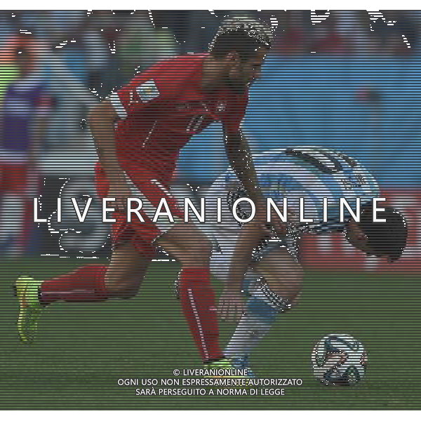 FIFA World Cup Brasile 2014 Ottavi di Finale San Paolo - 01.07.2014 Argentina-Svizzera Nella Foto:messi behrami /Ph.Vitez-Ag. Aldo Liverani