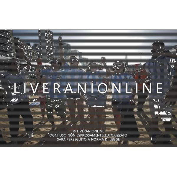 (140701) -- FORTALEZA, July 1, 2014 () -- Argentina\'s fans celebrate their victory after watching a televised Round of 16 match between Argentina and Switzerland of 2014 FIFA World Cup, at the FIFA Fan Fest area in Fortaleza, Brazil, on July 1, 2014. Argentina won 1-0 over Switzerland after 120 minutes and qualified for quarter-finals on Tuesday. (/Mauricio Valenzuela)(pcy) ©photoshot/Agenzia Aldo Liverani sas - ITALY ONLY - EDITORIAL USE ONLY - Argentina - Svizzera Coppa del Mondo FIFA 2014 allo stadio Arena di Sao Paulo, in Brasile, 1 ° luglio 2014