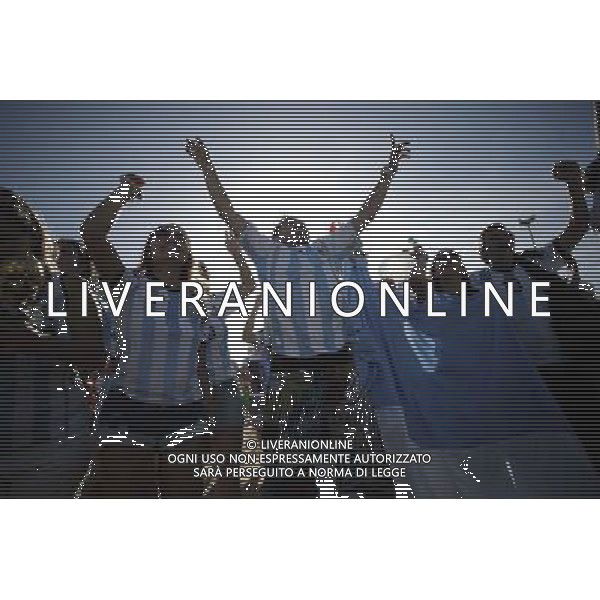 (140701) -- FORTALEZA, July 1, 2014 () -- Argentina\'s fans celebrate their victory after watching a televised Round of 16 match between Argentina and Switzerland of 2014 FIFA World Cup, at the FIFA Fan Fest area in Fortaleza, Brazil, on July 1, 2014. Argentina won 1-0 over Switzerland after 120 minutes and qualified for quarter-finals on Tuesday. (/Mauricio Valenzuela)(pcy) ©photoshot/Agenzia Aldo Liverani sas - ITALY ONLY - EDITORIAL USE ONLY - Argentina - Svizzera Coppa del Mondo FIFA 2014 allo stadio Arena di Sao Paulo, in Brasile, 1 ° luglio 2014