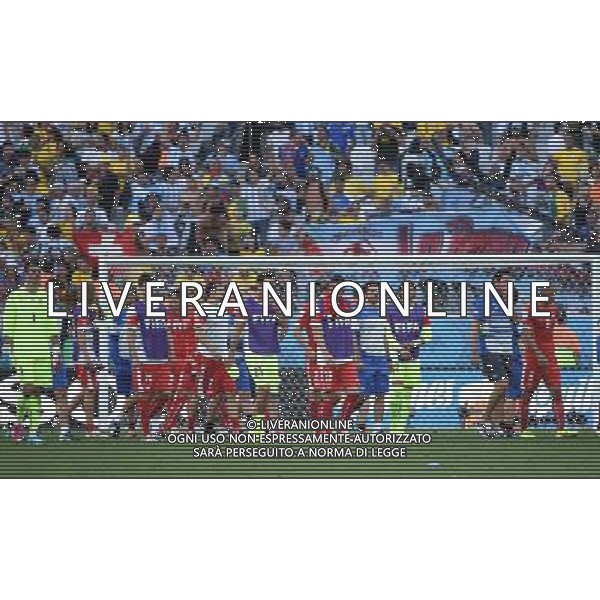 (140701) -- SAO PAULO, July 1, 2014 () -- Switzerland\'s players leave the field after a Round of 16 match between Argentina and Switzerland of 2014 FIFA World Cup at the Arena de Sao Paulo Stadium in Sao Paulo, Brazil, on July 1, 2014. Argentina won 1-0 over Switzerland after 120 minutes and qualified for quarter-finals on Tuesday.(/Wang Yuguo)(rh) ©photoshot/Agenzia Aldo Liverani sas - ITALY ONLY - EDITORIAL USE ONLY - Argentina - Svizzera Coppa del Mondo FIFA 2014 allo stadio Arena di Sao Paulo, in Brasile, 1 ° luglio 2014