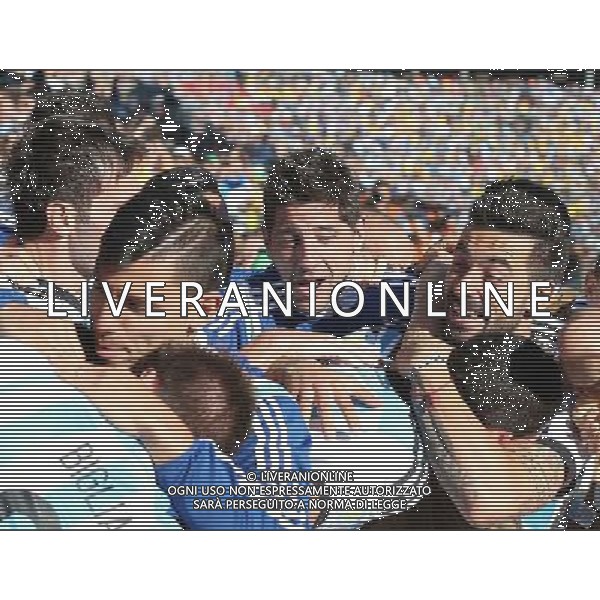 (140701) -- SAO PAULO, July 1, 2014 () -- Argentina\'s players celebrate the goal during the extra time of a Round of 16 match between Argentina and Switzerland of 2014 FIFA World Cup at the Arena de Sao Paulo Stadium in Sao Paulo, Brazil, on July 1, 2014. Argentina won 1-0 over Switzerland after 120 minutes and qualified for quarter-finals on Tuesday.(/Xu Zijian)(rh) ©photoshot/Agenzia Aldo Liverani sas - ITALY ONLY - EDITORIAL USE ONLY - Argentina - Svizzera Coppa del Mondo FIFA 2014 allo stadio Arena di Sao Paulo, in Brasile, 1 ° luglio 2014