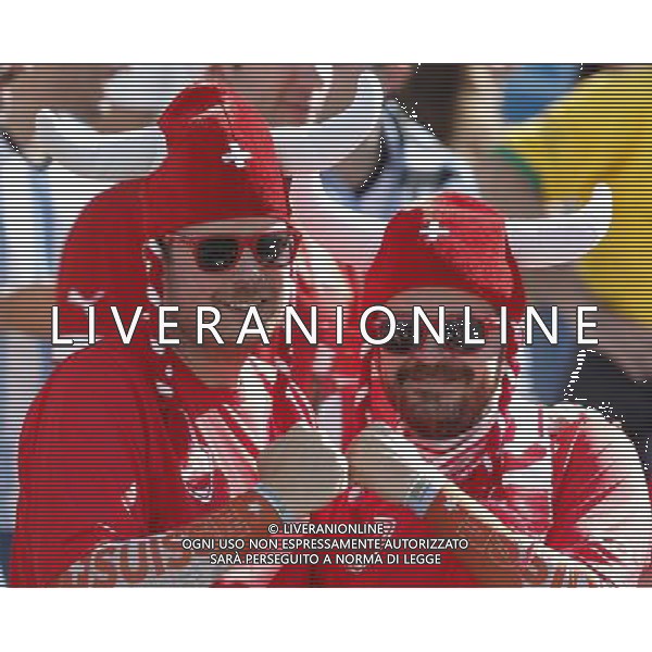 (140701) -- SAO PAULO, July 1, 2014 () -- Switzerland\'s fans pose during a Round of 16 match between Argentina and Switzerland of 2014 FIFA World Cup at the Arena de Sao Paulo Stadium in Sao Paulo, Brazil, on July 1, 2014.(/Wang Lili)(pcy) ©photoshot/Agenzia Aldo Liverani sas - ITALY ONLY - EDITORIAL USE ONLY - Argentina - Svizzera Coppa del Mondo FIFA 2014 allo stadio Arena di Sao Paulo, in Brasile, 1 ° luglio 2014