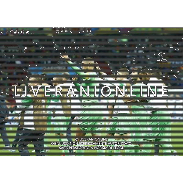 (140630) -- PORTO ALEGRE, June 30, 2014 () -- Algeria\'s players leave the field after a Round of 16 match between Germany and Algeria of 2014 FIFA World Cup at the Estadio Beira-Rio Stadium in Porto Alegre, Brazil, on June 30, 2014. Germany won 2-1 over Algeria after 120 minutes and qualified for quarter-finals on Monday. (/Chen Jianli)(rh) ©photoshot/Agenzia Aldo Liverani sas - ITALY ONLY - EDITORIAL USE ONLY