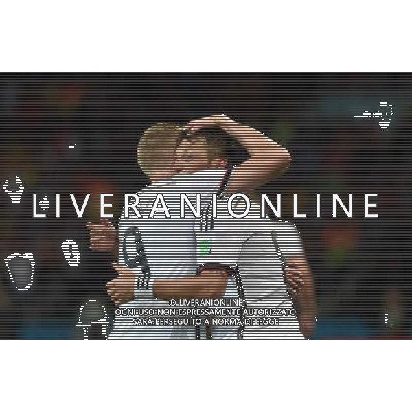 (140630) -- PORTO ALEGRE, June 30, 2014 () -- Germany\'s Mesut Ozil (R) celebrates a goal with Andre Schurrle during the extra time of a Round of 16 match between Germany and Algeria of 2014 FIFA World Cup at the Estadio Beira-Rio Stadium in Porto Alegre, Brazil, on June 30, 2014. Germany won 2-1 over Algeria after 120 minutes and qualified for quarter-finals on Monday. (/Li Ga)(pcy) ©photoshot/Agenzia Aldo Liverani sas - ITALY ONLY - EDITORIAL USE ONLY