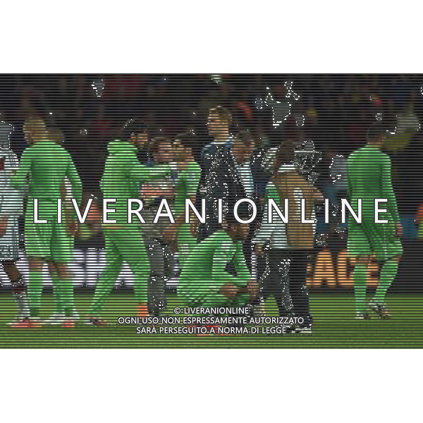 (140630) -- PORTO ALEGRE, June 30, 2014 () -- Algeria\'s players react after a Round of 16 match between Germany and Algeria of 2014 FIFA World Cup at the Estadio Beira-Rio Stadium in Porto Alegre, Brazil, on June 30, 2014. Germany won 2-1 over Algeria after 120 minutes and qualified for quarter-finals on Monday. (/Li Ga)(pcy) ©photoshot/Agenzia Aldo Liverani sas - ITALY ONLY - EDITORIAL USE ONLY