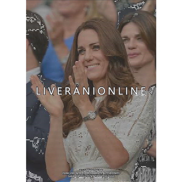 kate, Duchess of Cambridge, claps the end of the mens quarter final match between Roger Federer and Stan Wawrinka.