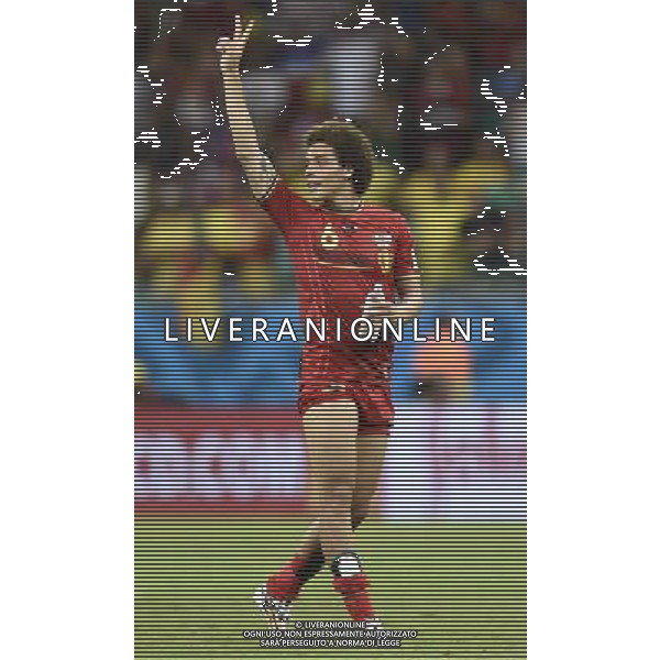 (140701) -- SALVADOR, July 1, 2014 () -- Belgium\'s Axel Witsel greets the fans after a Round of 16 match between Belgium and the U.S. of 2014 FIFA World Cup at the Arena Fonte Nova Stadium in Salvador, Brazil, on July 1, 2014. Belgium won 2-1 over the U.S. after 120 minutes and qualified for quarter-finals on Tuesday.(/Yang Lei) AG ALDO LIVERANI SAS ONLY ITALY