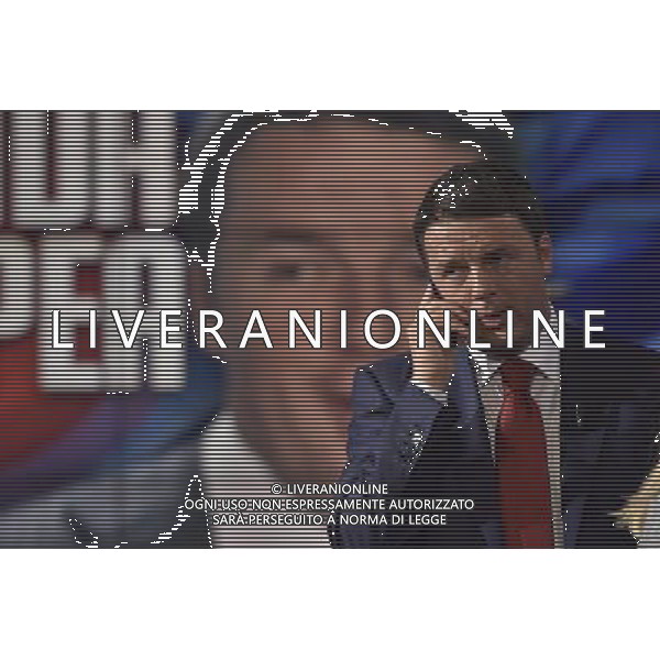Il premier Matteo Renzi ospite della trasmissione televisiva Porta a Porta a Roma 02 luglio 2014 ©Corradetti/Agenzia Aldo Liverani sas