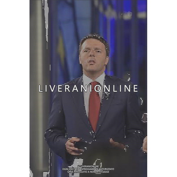 Il premier Matteo Renzi ospite della trasmissione televisiva Porta a Porta a Roma 02 luglio 2014 ©Corradetti/Agenzia Aldo Liverani sas