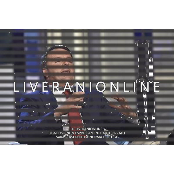 Il premier Matteo Renzi ospite della trasmissione televisiva Porta a Porta a Roma 02 luglio 2014 ©Corradetti/Agenzia Aldo Liverani sas