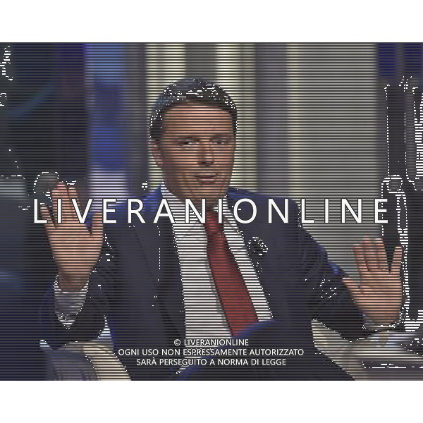 Il premier Matteo Renzi ospite della trasmissione televisiva Porta a Porta a Roma 02 luglio 2014 ©Corradetti/Agenzia Aldo Liverani sas