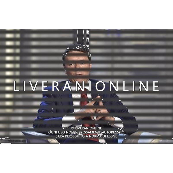 Il premier Matteo Renzi ospite della trasmissione televisiva Porta a Porta a Roma 02 luglio 2014 ©Corradetti/Agenzia Aldo Liverani sas