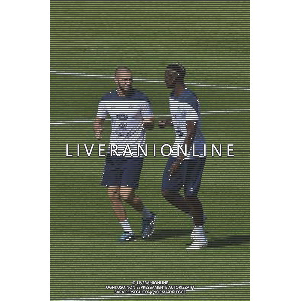 Karim BENZEMA / Paul POGBA - 02.07.2014 - Entrainement - Equipe de France - Coupe du Monde 2014 Photo : Dave Winter / Icon Sport /Agenzia Aldo Liverani sas - ITALY ONLY - Conferenza stampa e allenamento della nazionale di calcio della Francia - Coppa Mondo FIFA Brasile 2014