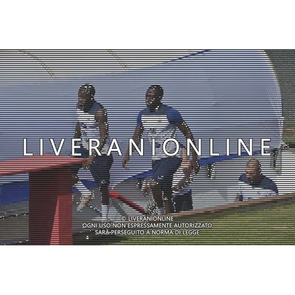 Rio MAVUBA / Moussa SISSOKO - 02.07.2014 - Entrainement - Equipe de France - Coupe du Monde 2014 Photo : Dave Winter / Icon Sport /Agenzia Aldo Liverani sas - ITALY ONLY - Conferenza stampa e allenamento della nazionale di calcio della Francia - Coppa Mondo FIFA Brasile 2014