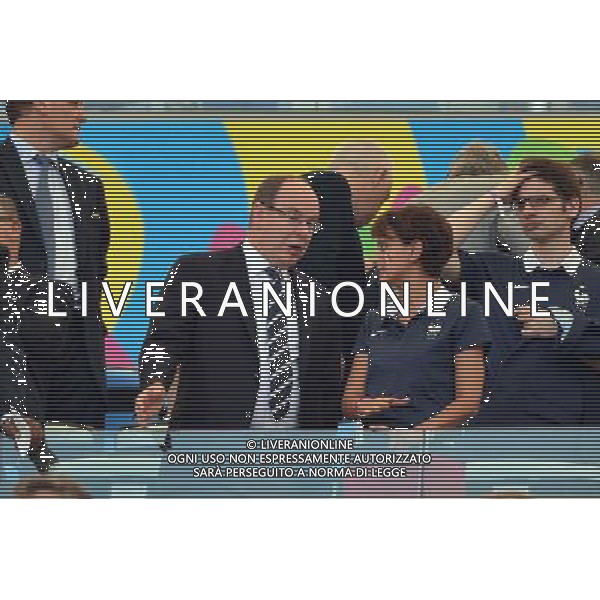 Prince ALBERT II DE MONACO / Najat VALLAUD BELKACEM - 04.07.2014 - France / Allemagne - 1/4 deFinale de la Coupe du Monde 2014 Photo : Dave Winter / Icon Sport AG ALDO LIVERANI SAS ONLY ITALY