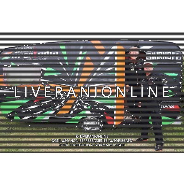 (L to R): Robert Fernley (GBR) Sahara Force India F1 Team Deputy Team Principal and Dr. Vijay Mallya (IND) Sahara Force India F1 Team Owner with the team caravan. 04.07.2014. Formula 1 World Championship, Rd 9, British Grand Prix, Silverstone, England, Practice Day. - www.xpbimages.com, EMail: requests@xpbimages.com - copy of publication required for printed pictures. Every used picture is fee-liable. © Copyright: Moy / XPB Images AG ALDO LIVERANI SAS ONLY ITALY