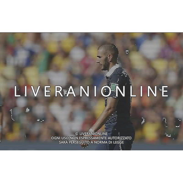 (140704) -- RIO DE JANEIRO, July 4, 2014 () -- France\'s Karim Benzema leaves the field after a quarter-finals match between France and Germany of 2014 FIFA World Cup at the Estadio do Maracana Stadium in Rio de Janeiro, Brazil, on July 4, 2014. Germany won 1-0 over France and qualified for semi-finals on Friday.(/Wang Lili)(rh) AG ALDO LIVERANI SAS ONLY ITALY