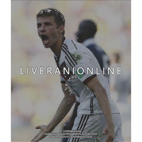 (140704) -- RIO DE JANEIRO, July 4, 2014 () -- Germany\'s Thomas Muller reacts after missing a chance during a quarter-finals match between France and Germany of 2014 FIFA World Cup at the Estadio do Maracana Stadium in Rio de Janeiro, Brazil, on July 4, 2014.(/Wang Lili)(pcy) AG ALDO LIVERANI SAS ONLY ITALY