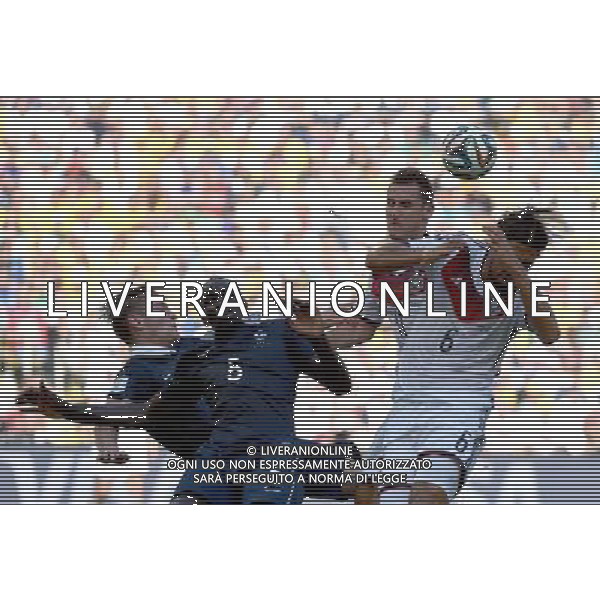 (140704) -- RIO DE JANEIRO, July 4, 2014 () -- France\'s Mamadou Sakho (2nd L) vies with Germany\'s Sami Khedira (1st R) and Miroslav Klose (2nd R) during a quarter-finals match between France and Germany of 2014 FIFA World Cup at the Estadio do Maracana Stadium in Rio de Janeiro, Brazil, on July 4, 2014.(/Wang Yuguo)(rh) AG ALDO LIVERANI SAS ONLY ITALY