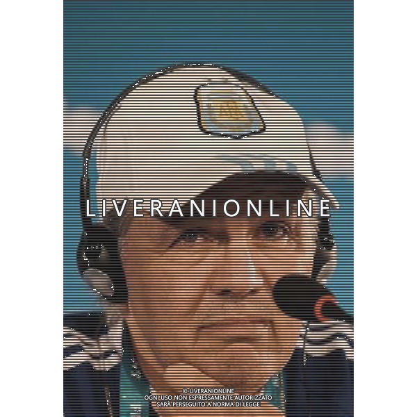 (140704) -- BRASILIA , July 4, 2014 () -- Argentina\'s coach Alejandro Sabella attends a press conference in Brasilia, Brazil, on July 4, 2014, ahead of a quarter-finals match between Argentina and Belgium of 2014 FIFA World Cup. (/Li Ming)(pcy) AG ALDO LIVERANI SAS ONLY ITALY