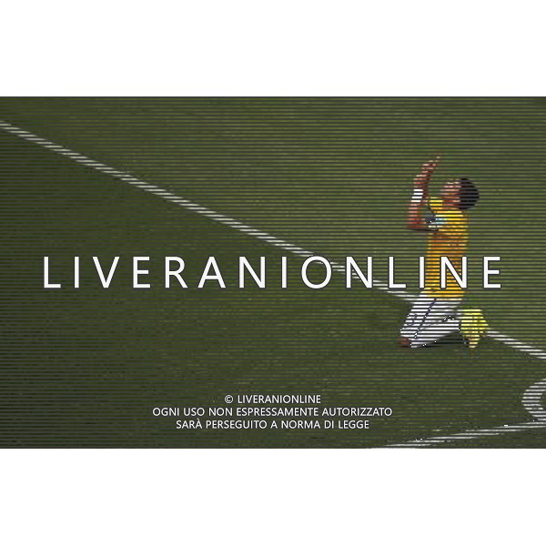 (140704) -- FORTALEZA, July 4, 2014 () -- Brazil\'s Thiago Silva celebrates his goal during a quarter-finals match between Brazil and Colombia of 2014 FIFA World Cup at the Estadio Castelao Stadium in Fortaleza, Brazil, on July 4, 2014.(/Liao Yujie)(pcy) AG ALDO LIVERANI SAS ONLY ITALY