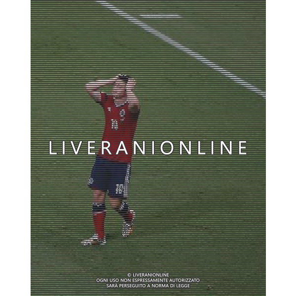 (140704) -- FORTALEZA, July 4, 2014 () -- Colombia\'s James Rodriguez reacts after missing a chance during a quarter-finals match between Brazil and Colombia of 2014 FIFA World Cup at the Estadio Castelao Stadium in Fortaleza, Brazil, on July 4, 2014. Brazil won 2-1 over Colombia and qualified for semi-finals on Friday. (/Liao Yujie)(pcy) AG ALDO LIVERANI SAS ONLY ITALY