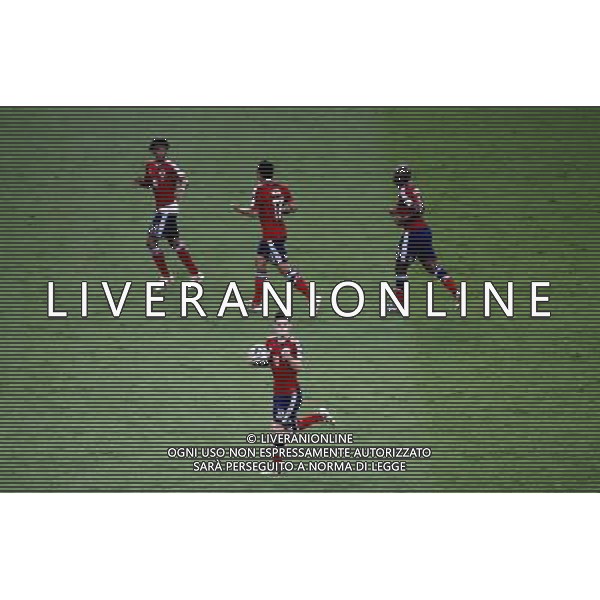 (140704) -- FORTALEZA, July 4, 2014 () -- Colombia\'s James Rodriguez (front) celebrates a penalty goal during a quarter-finals match between Brazil and Colombia of 2014 FIFA World Cup at the Estadio Castelao Stadium in Fortaleza, Brazil, on July 4, 2014. Brazil won 2-1 over Colombia and qualified for semi-finals on Friday. (/Liao Yujie)(pcy) AG ALDO LIVERANI SAS ONLY ITALY