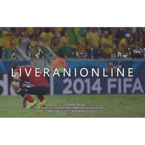 (140704) -- FORTALEZA, July 4, 2014 () -- Colombia\'s Mario Yepes reacts after a quarter-finals match between Brazil and Colombia of 2014 FIFA World Cup at the Estadio Castelao Stadium in Fortaleza, Brazil, on July 4, 2014. Brazil won 2-1 over Colombia and qualified for semi-finals on Friday. (/Li Ga)(pcy) AG ALDO LIVERANI SAS ONLY ITALY