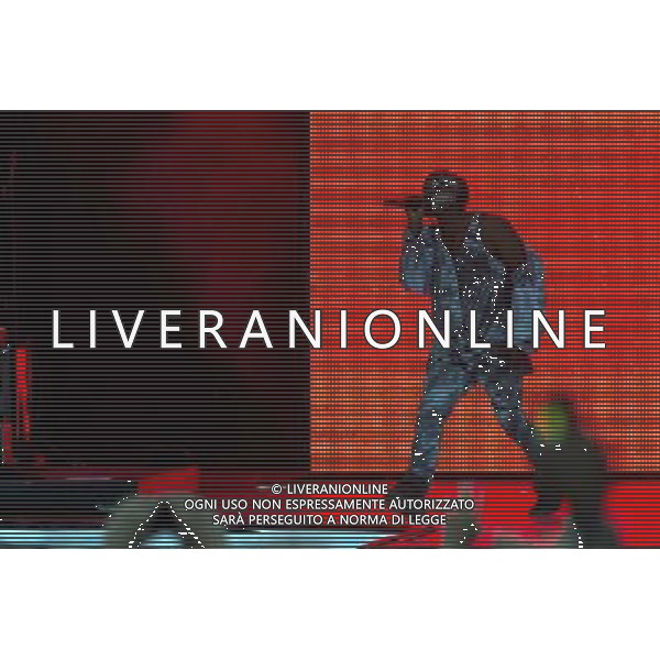 Kanye West wearing a bejewelled mask headlines the mains stage at Wireless 2014 LONDON, Friday, Day One at Finsbury Park, London, United Kingdom Date: 04/07/2014 AG ALDO LIVERANI SAS ONLY ITALY