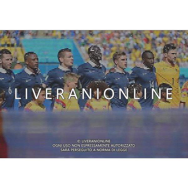 Patrice Evra / Mathieu Debuchy / Mamadou Sakho / Anoine Griezmann / Blaise Matuidi / Hugo LLORIS - 04.07.2014 - France / Allemagne - 1/4Finale Coupe du Monde 2014 -Rio de Janeiro- Photo : Dave Winter / Icon Sport AG ALDO LIVERANI SAS ONLY ITALY