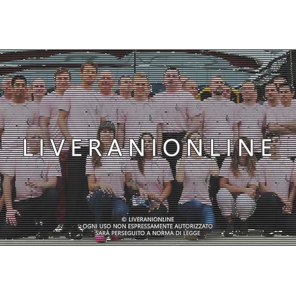 Jenson Button (GBR) McLaren; Ron Dennis (GBR) McLaren Executive Chairman; Kevin Magnussen (DEN) McLaren; Eric Boullier (FRA) McLaren Racing Director; Samantha Button; Jessica Michibata (JPN) and the McLaren team wear Pink for Papa, in tribute to the late John Button (GBR). 06.07.2014. Formula 1 World Championship, Rd 9, British Grand Prix, Silverstone, England, Race Day. - www.xpbimages.com, EMail: requests@xpbimages.com - copy of publication required for printed pictures. Every used picture is fee-liable. © Copyright: Moy / XPB Images AG ALDO LIVERANI SAS ONLY ITALY
