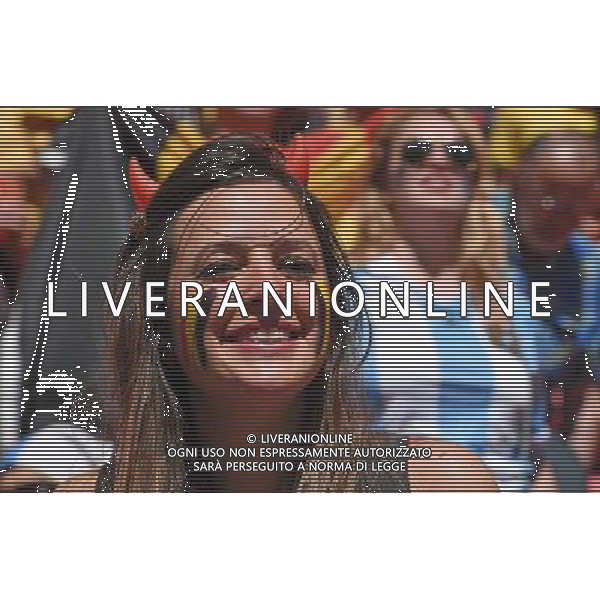 KIBICE REPREZENTACJI BELGII 2014.07.05 ESTADIO NATIONAL DE BRASILIA GARRINCHA BRAZYLIA PILKA NOZNA MISTRZOSTWA SWIATA FIFA WORLD CUP 2014 KADRA REPREZENTACJA ARGENTYNA - BELGIA KIBICKA FOTO PAULA DUDA / PRESSFOCUS/NEWSPIX.PL --- Newspix.pl AG ALDOL IVERANI SAS ONLY ITALY *** Local Caption *** www.newspix.pl mail us: info@newspix.pl call us: 0048 022 23 22 222 --- Polish Picture Agency by Ringier Axel Springer Poland