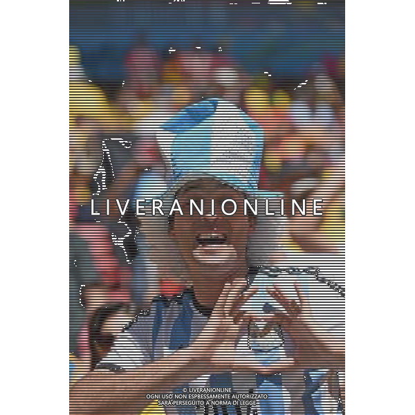 KIBICE REPREZENTACJI ARGENTYNY 2014.07.05 ESTADIO NATIONAL DE BRASILIA GARRINCHA BRAZYLIA PILKA NOZNA MISTRZOSTWA SWIATA FIFA WORLD CUP 2014 KADRA REPREZENTACJA ARGENTYNA - BELGIA FOTO PAULA DUDA / PRESSFOCUS/NEWSPIX.PL --- Newspix.pl AG ALDOL IVERANI SAS ONLY ITALY *** Local Caption *** www.newspix.pl mail us: info@newspix.pl call us: 0048 022 23 22 222 --- Polish Picture Agency by Ringier Axel Springer Poland