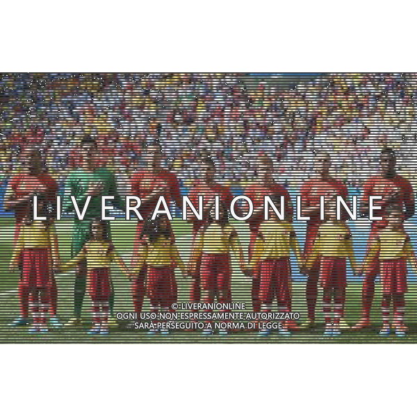 REPREZENTACJA BELGII HYMN NARODOWY 2014.07.05 ESTADIO NATIONAL DE BRASILIA GARRINCHA BRAZYLIA PILKA NOZNA MISTRZOSTWA SWIATA FIFA WORLD CUP 2014 KADRA REPREZENTACJA ARGENTYNA - BELGIA VINCENT KOMPANY THIBAUT COURTOIS DANIEL VAN BUYTEN KEVIN MIRALLAS KEVIN DE BRUYNE TOBY ALDERWEIRELD DIVOCK ORIGI FOTO PAULA DUDA / PRESSFOCUS/NEWSPIX.PL --- Newspix.pl AG ALDOL IVERANI SAS ONLY ITALY *** Local Caption *** www.newspix.pl mail us: info@newspix.pl call us: 0048 022 23 22 222 --- Polish Picture Agency by Ringier Axel Springer Poland
